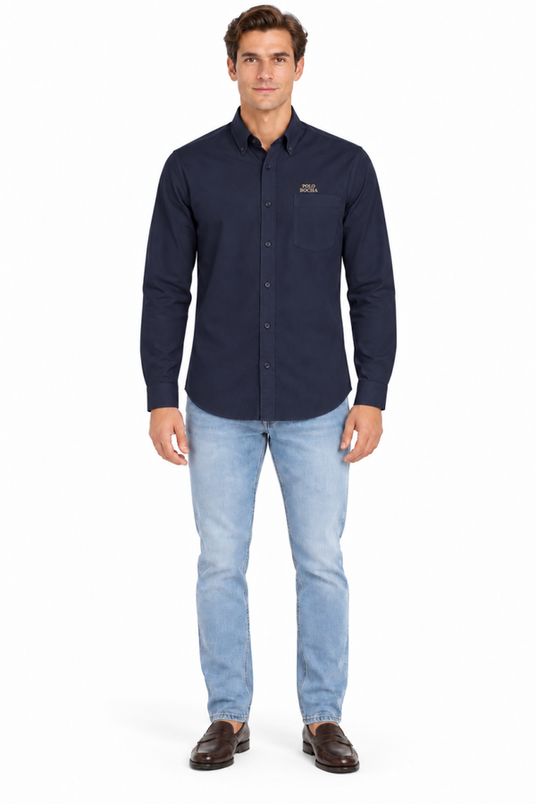 CAMISA CABALLERO POPELIN MARINO CAMPOPCBNY