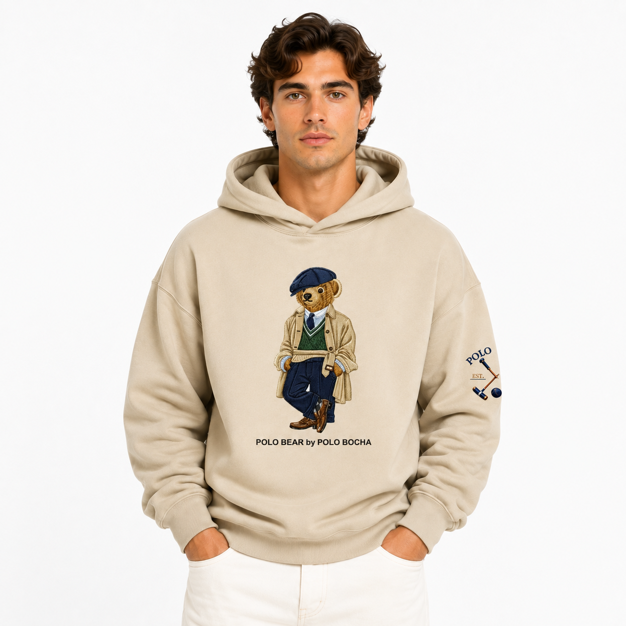 SUDADERA OVERSIZE UNISEX ANGORA TRENCH COAT BEAR