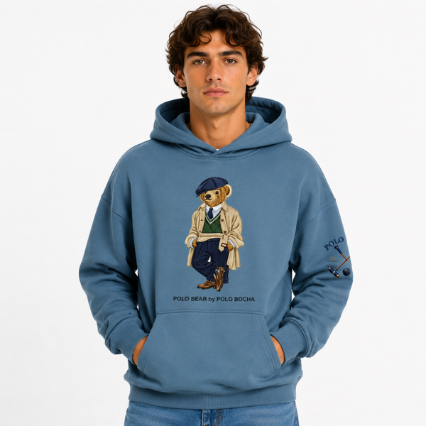 SUDADERA OVERSIZE UNISEX AZUL T. TRENCH COAT BEAR