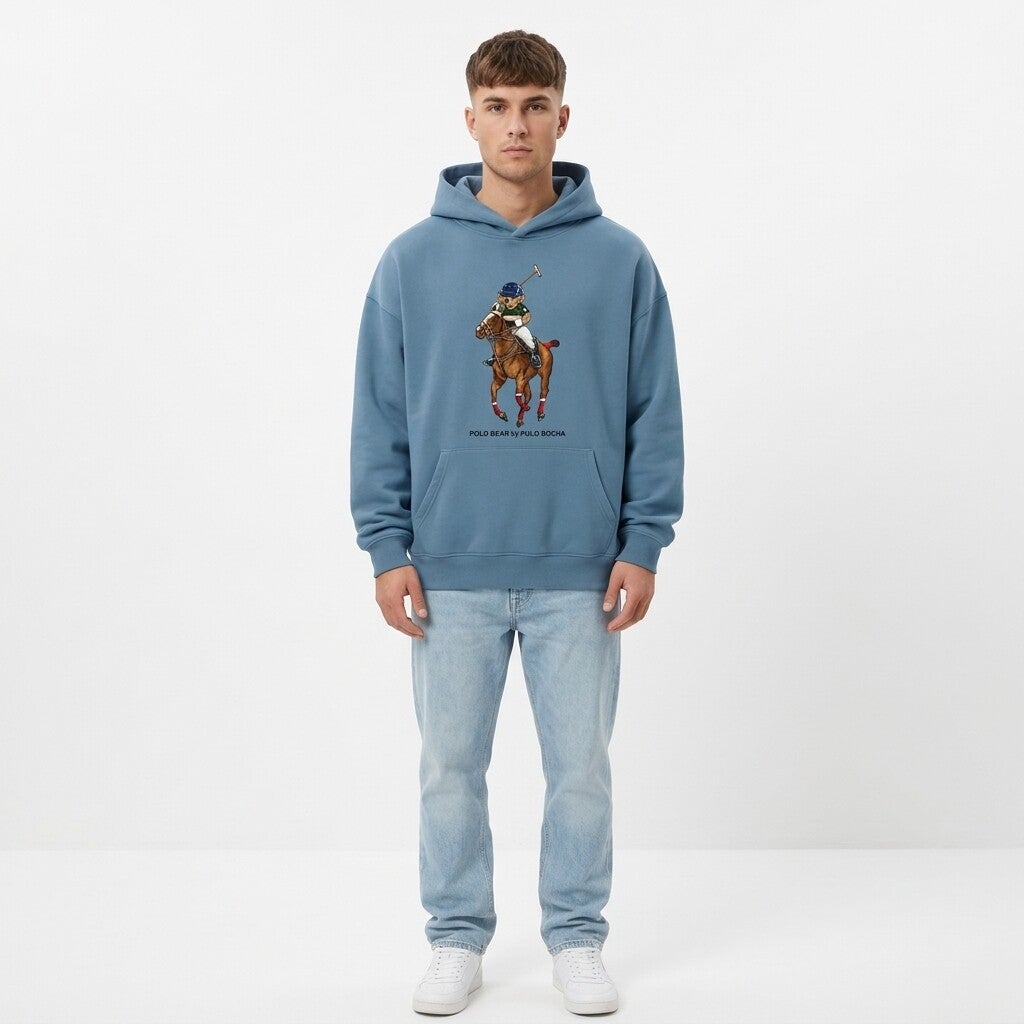 SUDADERA OVERSIZE UNISEX AZULT BEAR ON HORSE