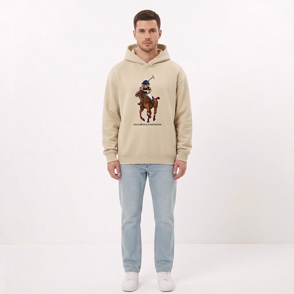 SUDADERA OVERSIZE UNISEX BEIGE BEAR ON HORSE