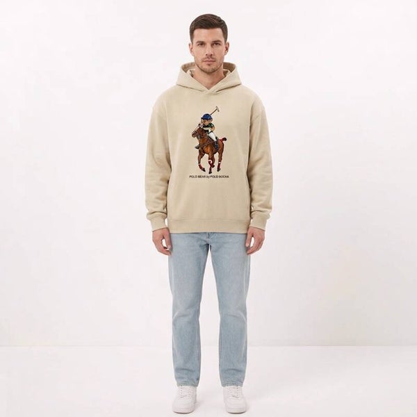 SUDADERA OVERSIZE UNISEX BEIGE BEAR ON HORSE