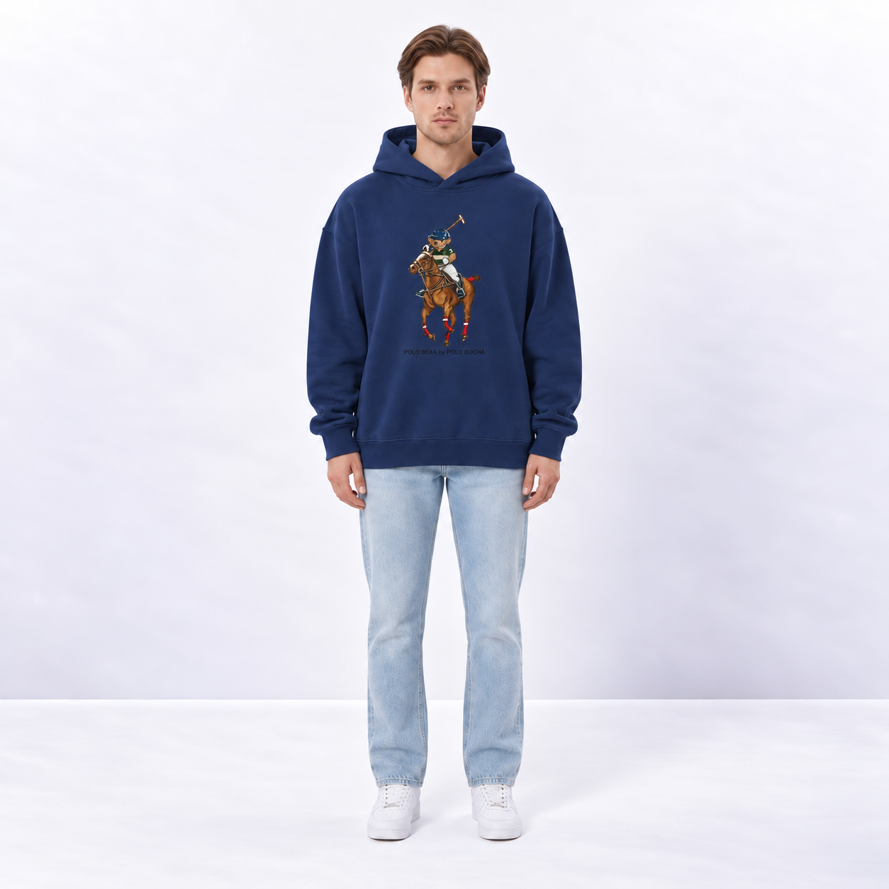SUDADERA OVERSIZE UNISEX MARINO BEAR ON HORSE