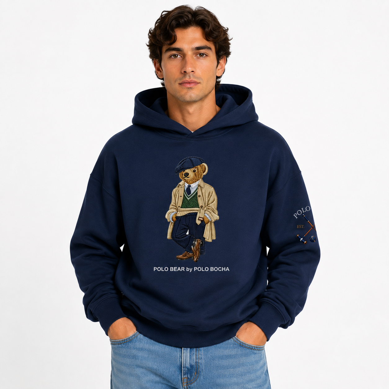 SUDADERA OVERSIZE UNISEX MARINO TRENCH COAT BEAR