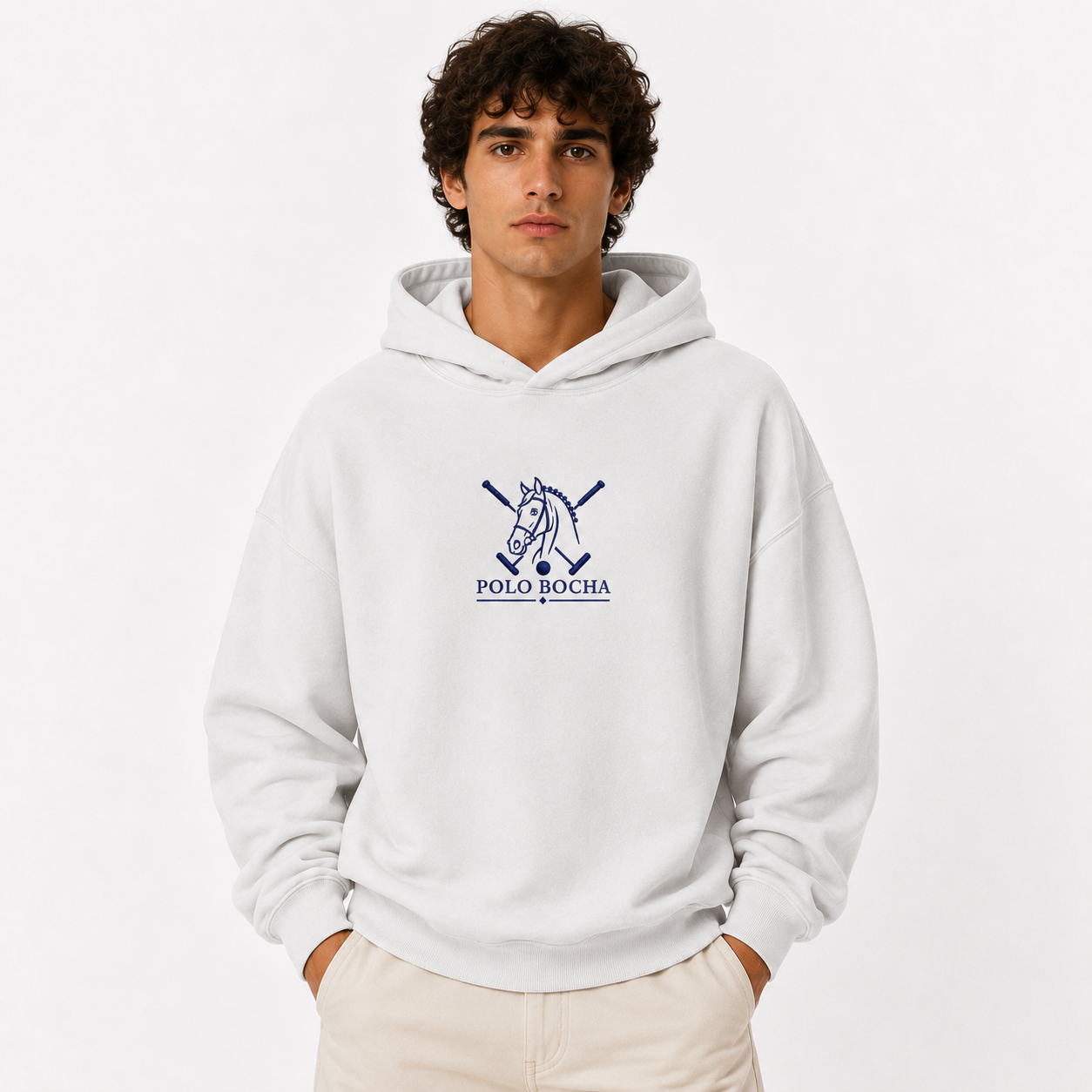 SUDADERA OVERSIZE UNISEX WHITE HORSE STICKS