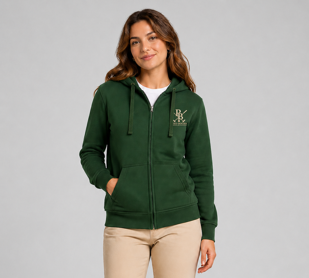 HOODIES VERDE SEÑORA OS CREMALLERA UNISEX POLO X BOCHA