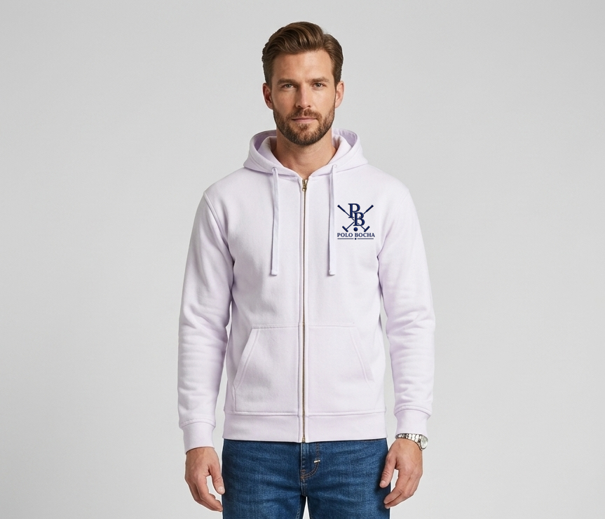 HOODIES BLANCA CABALLERO CREMALLERA UNISEX POLO X BOCHA