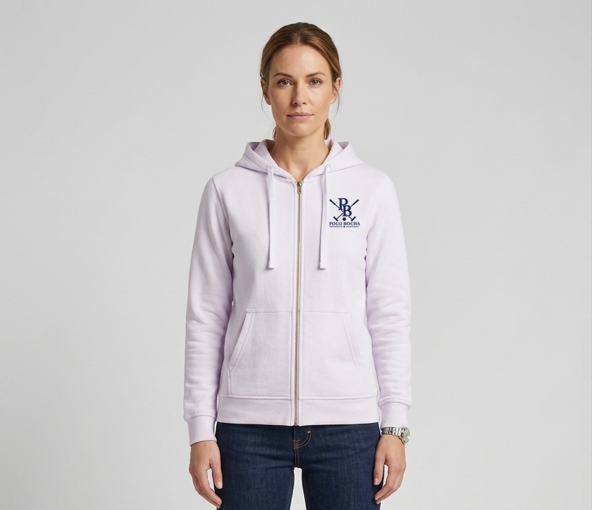 HOODIES BLANCA SEÑORA CREMALLERA UNISEX POLO X BOCHA