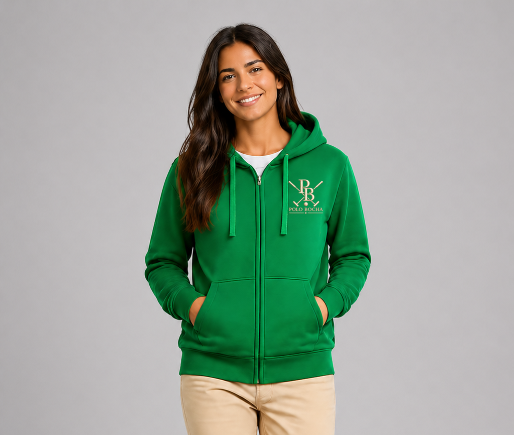 HOODIES GREEN SEÑORA CREMALLERA UNISEX POLO X BOCHA