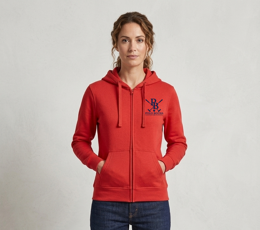 HOODIES ROJO SEÑORA CREMALLERA UNISEX POLO X BOCHA