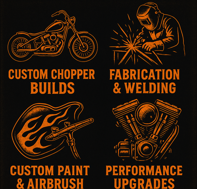 Fearless Kustoms Services Page - Chopper Builds - Welding - Performance Upgrades -Custom Paint & Airbrush