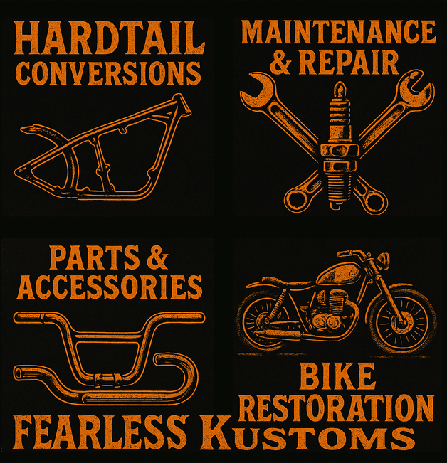 Fearless Kustom Hardtail Conversions - Bike Restoration - Parts and Accesories -Maintenance & Repair