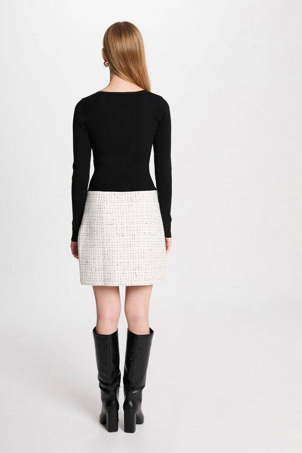 Robe courte ajustée blanc femme