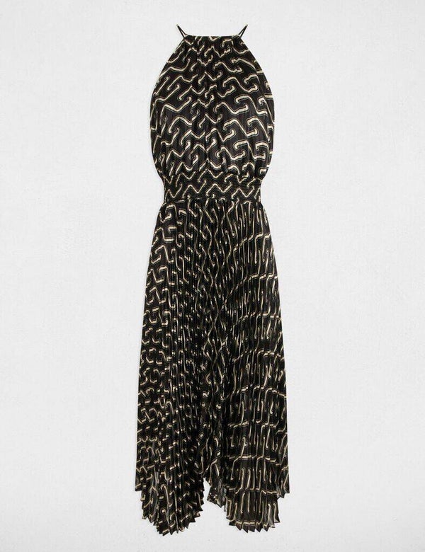 Robe longue évasée imprimée multicolore femme