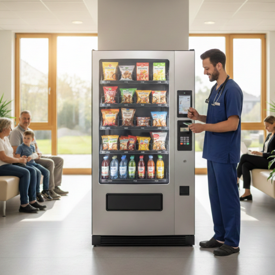 Warenautomat im Wartebereich einer Klinik oder Praxis
