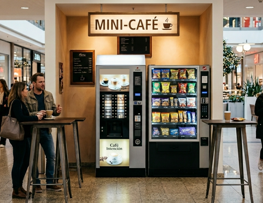 Mini-Café mit Kaffeeautomat und Spiralautomat