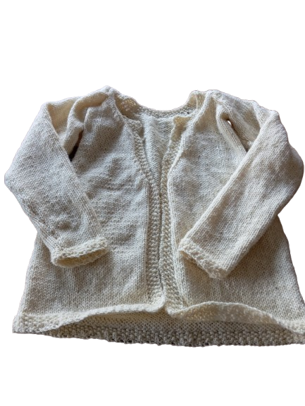 Unieke handgebreide cardigan “Ties” – luxe wol, duurzaam & één van een soort