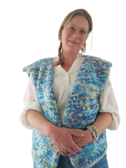 Cardigan “Evi” | Handgebreide slowfashion cardigan in wolmix | Uniek stuk maat M