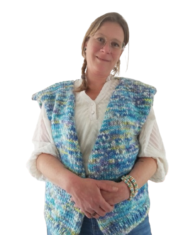 Cardigan “Evi” | Handgebreide slowfashion cardigan in wolmix | Uniek stuk maat M