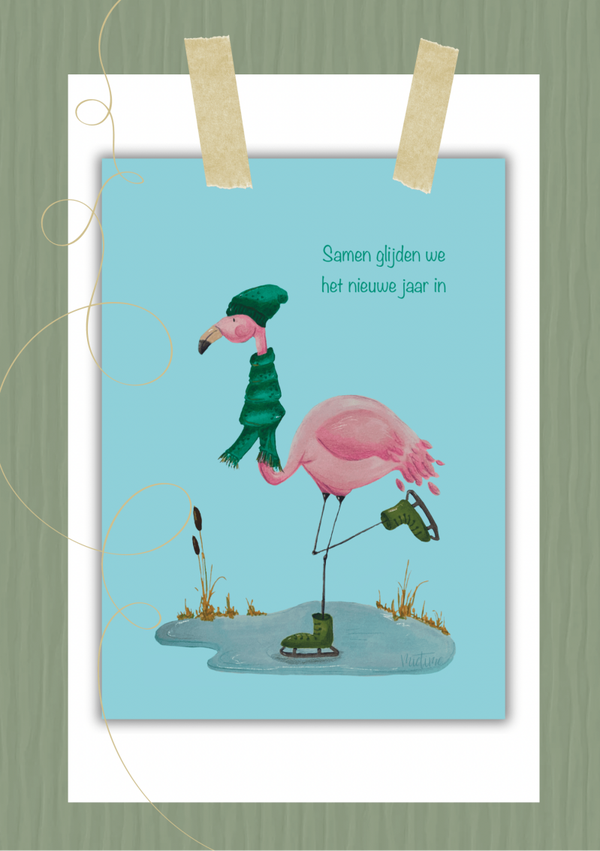 Flamingo schaatst