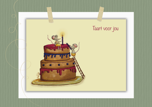 Muisjes die taart versieren