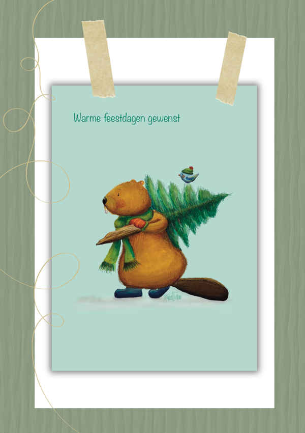 Bever met kerstboom