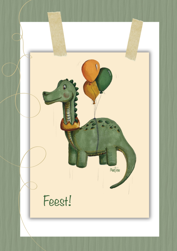 Dino met ballonnen