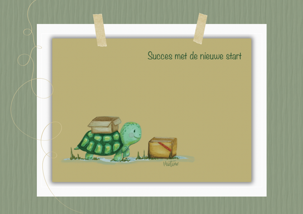 Schildpad met verhuisdozen