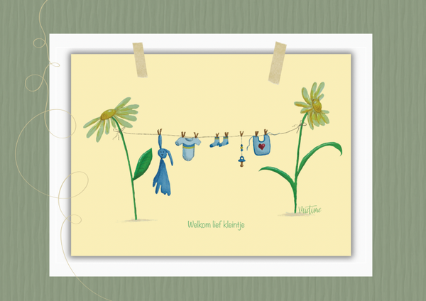 Welkom lief kleintje bloemen en wasdraad