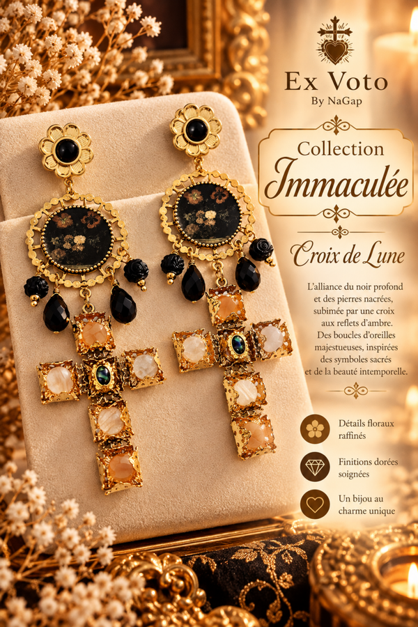 Boucles d'oreilles Croix de lune