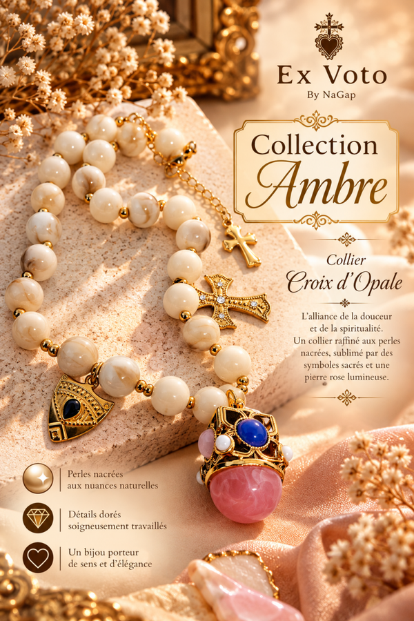 Collier Croix d' Opale
