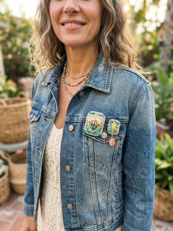 Broche et pin' s Coeur de Guadalupe