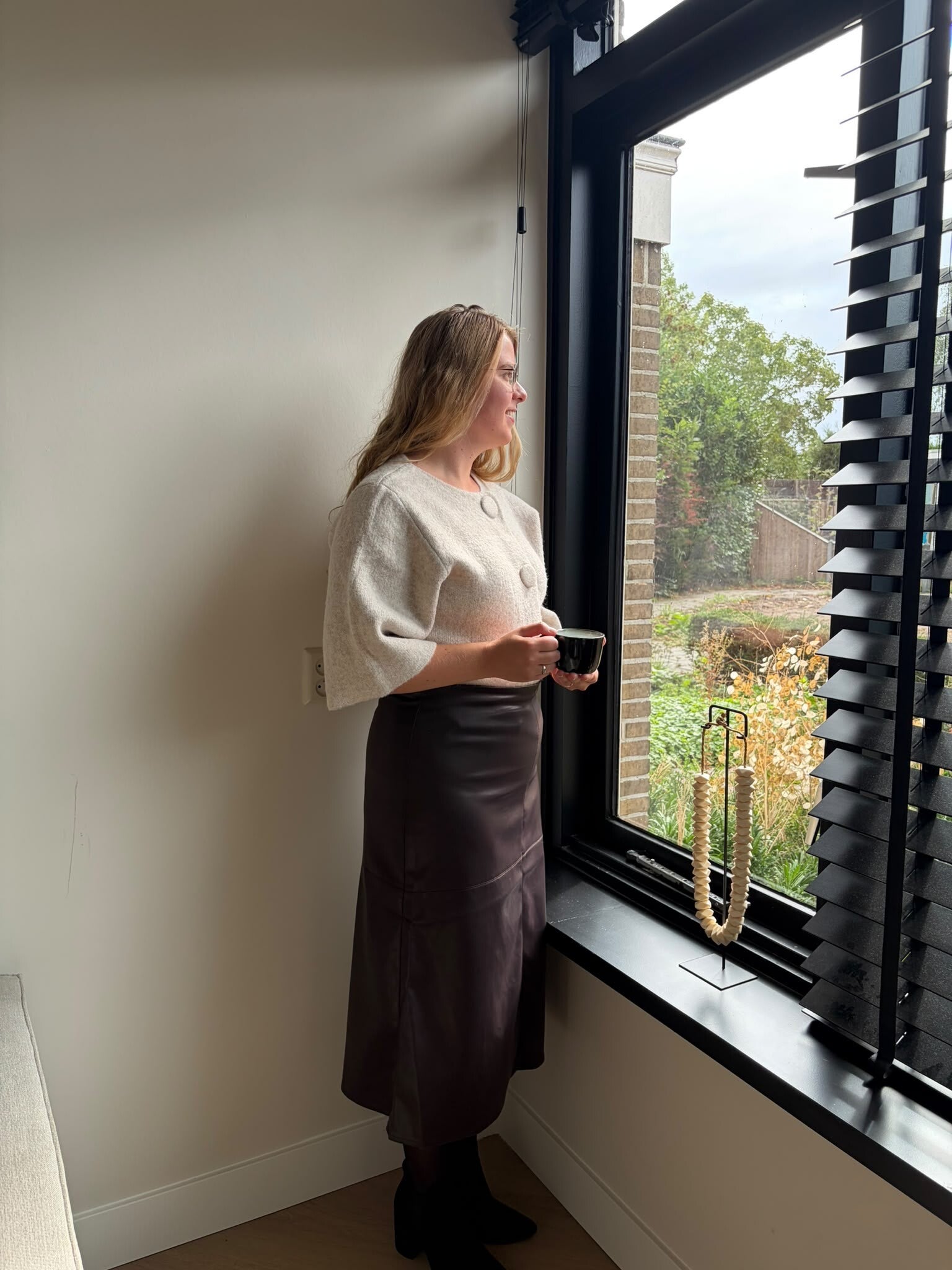 Aubergine leren rok