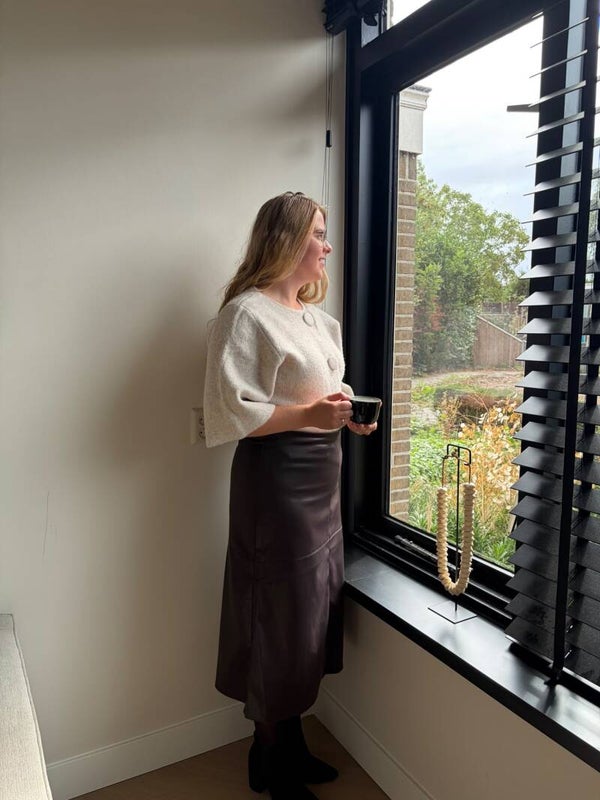 Aubergine leren rok