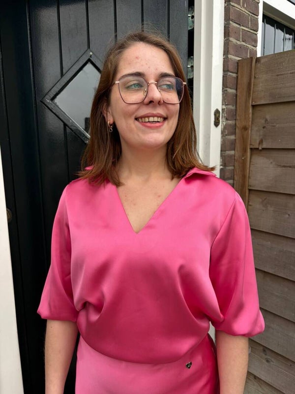 Satijnen blouse roze – Amélie & Amélie