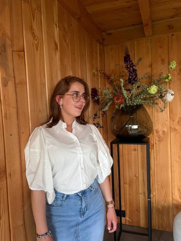 Witte Pofmouwen Blouse