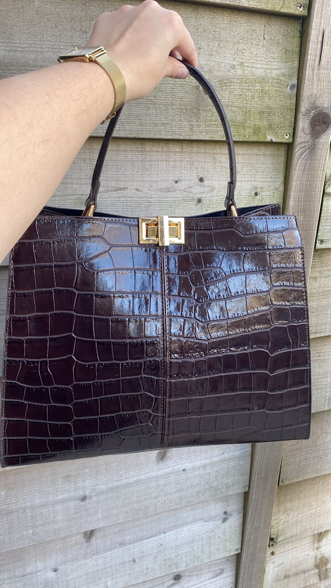 Grote bruine handtas