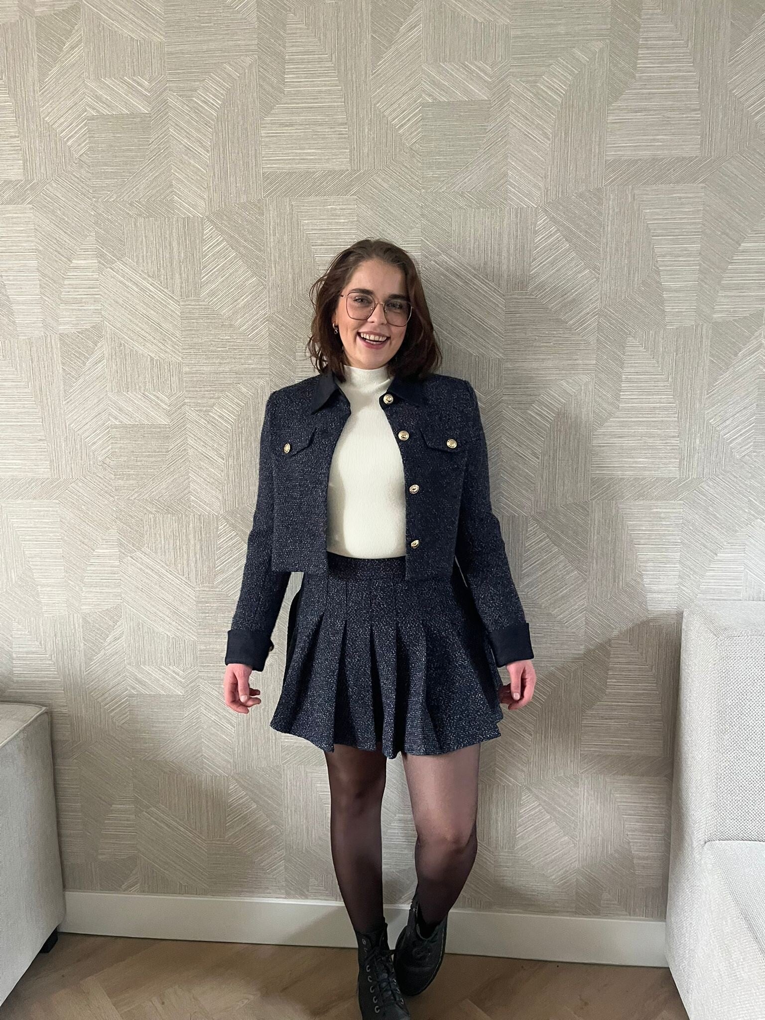 Donkerblauw Plooirokje