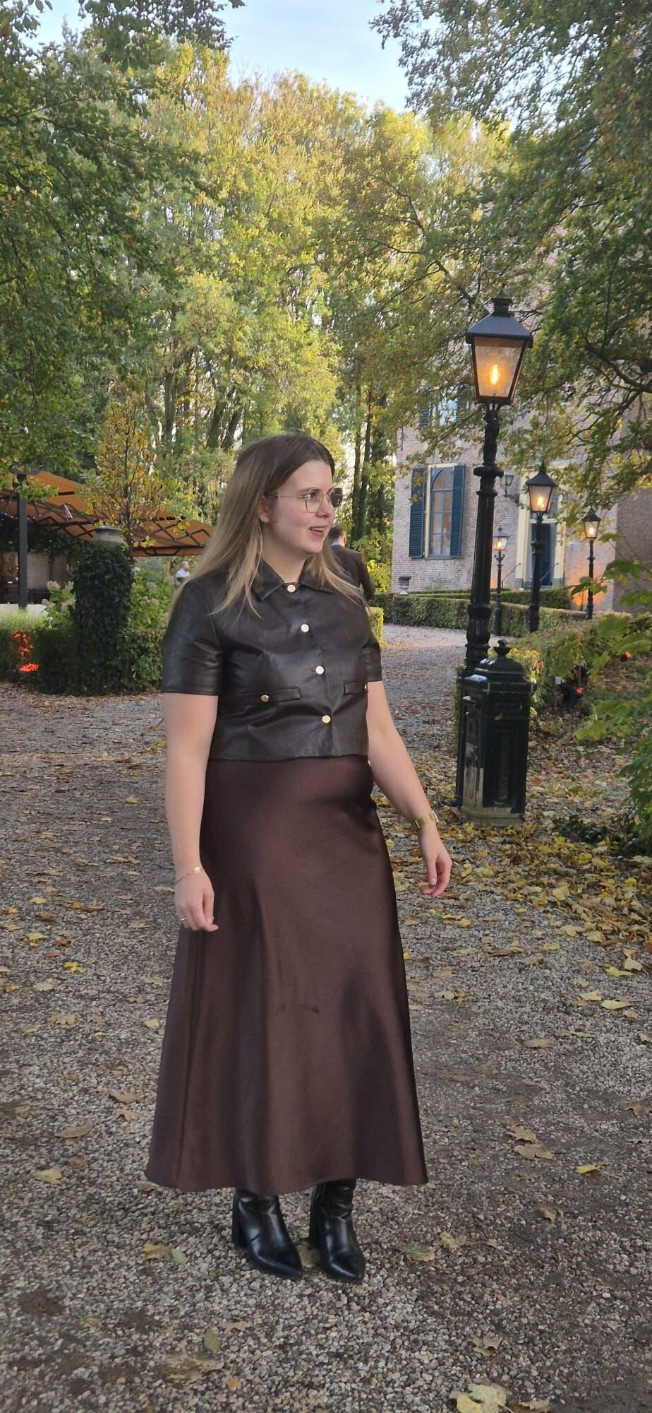 Donkerbruin imitatieleer jasje