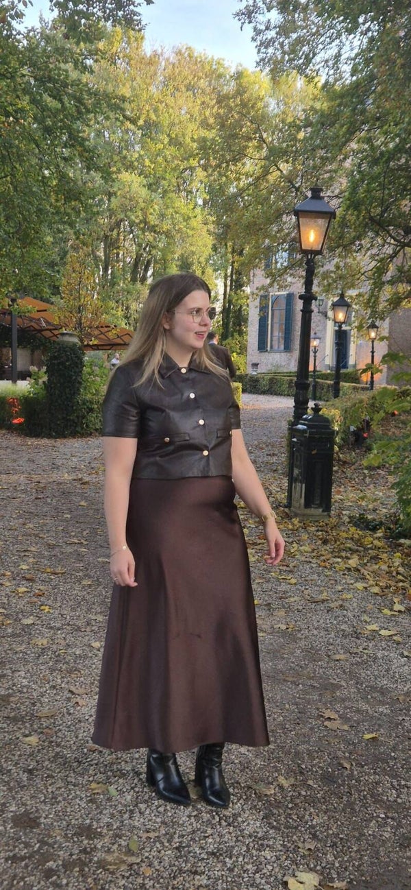 Donkerbruin imitatieleer jasje