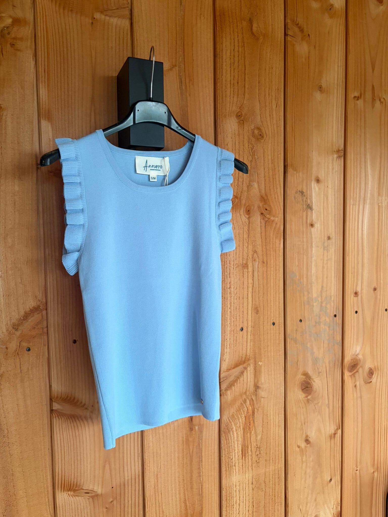 Lichtblauwe Top met Ruches