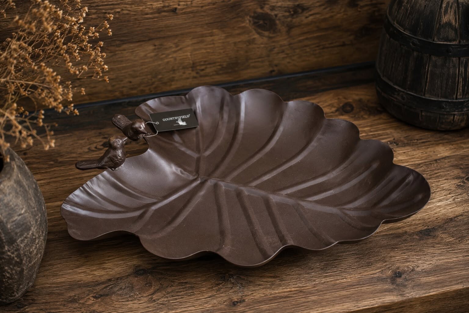 🍂 Decoratieve Bladschaal met Vogeltjes – Ø 32 cm 🍂