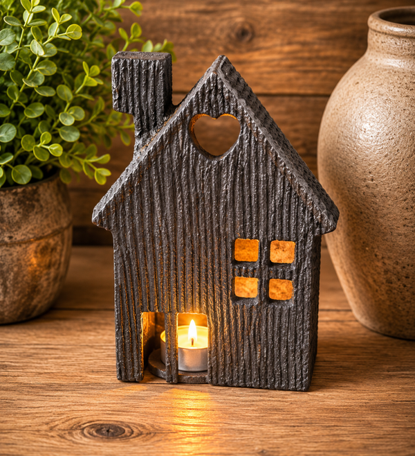 Sfeervol Huisje Waxinelichthouder – 14 cm hoog