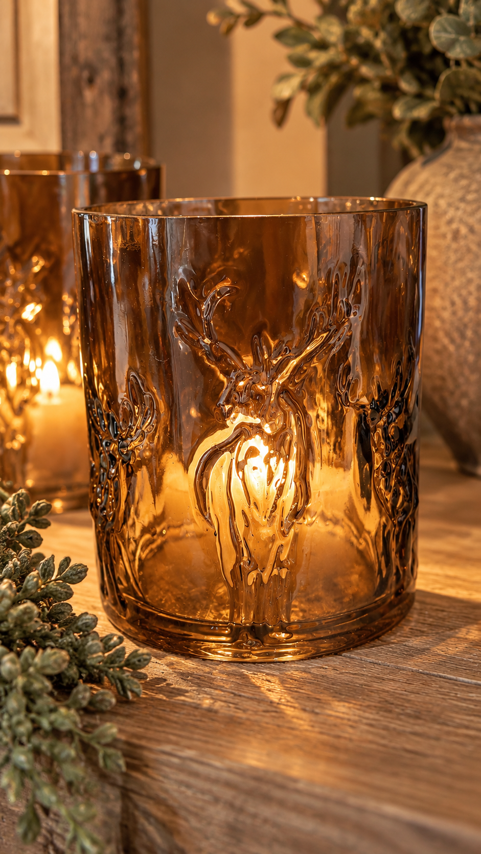 🦌 Sfeervolle windlicht – 13 cm hoog