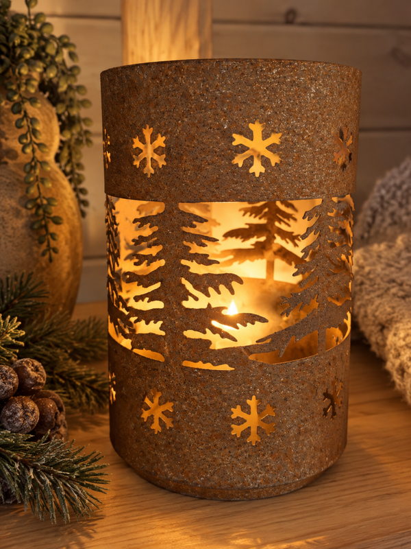 Sfeervolle roestkleurige windlicht – 19 cm hoog