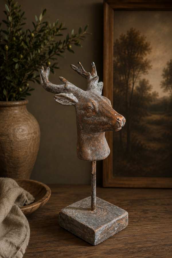 Hertenkop Ornament op Voet – 33 cm hoog