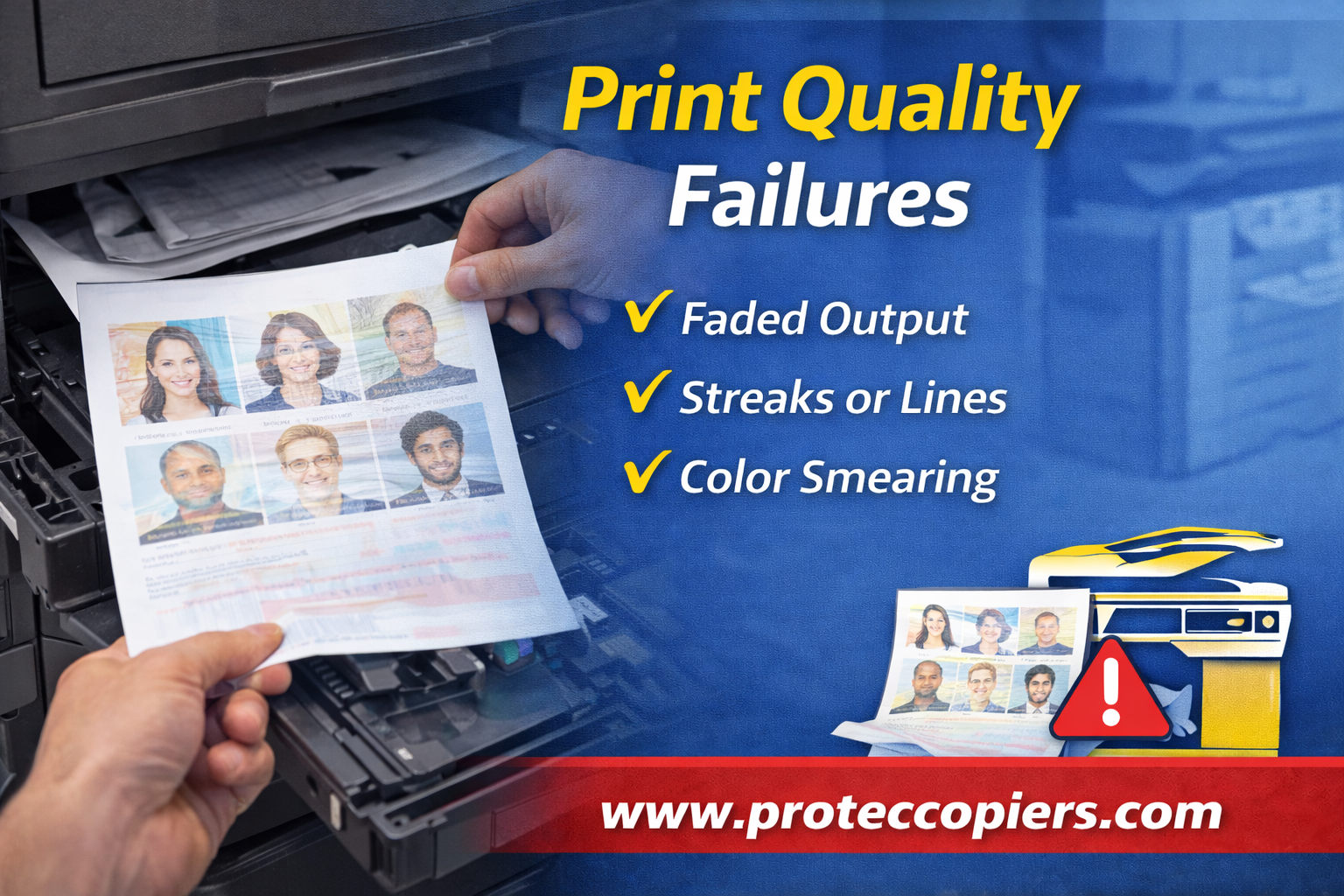 protec copiers common problems we see are print quality failures