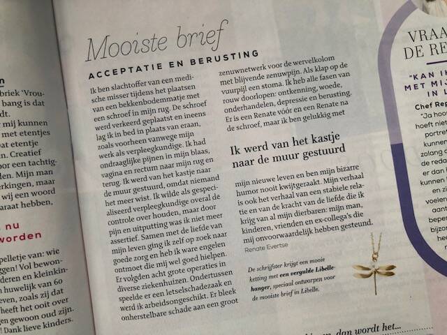 In 'Mooiste brief in', in de Libelle. Een eer.