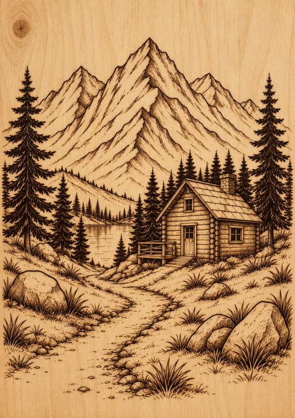 Pyrografie Project – Berglandschap | Beginner+/ gevorderden