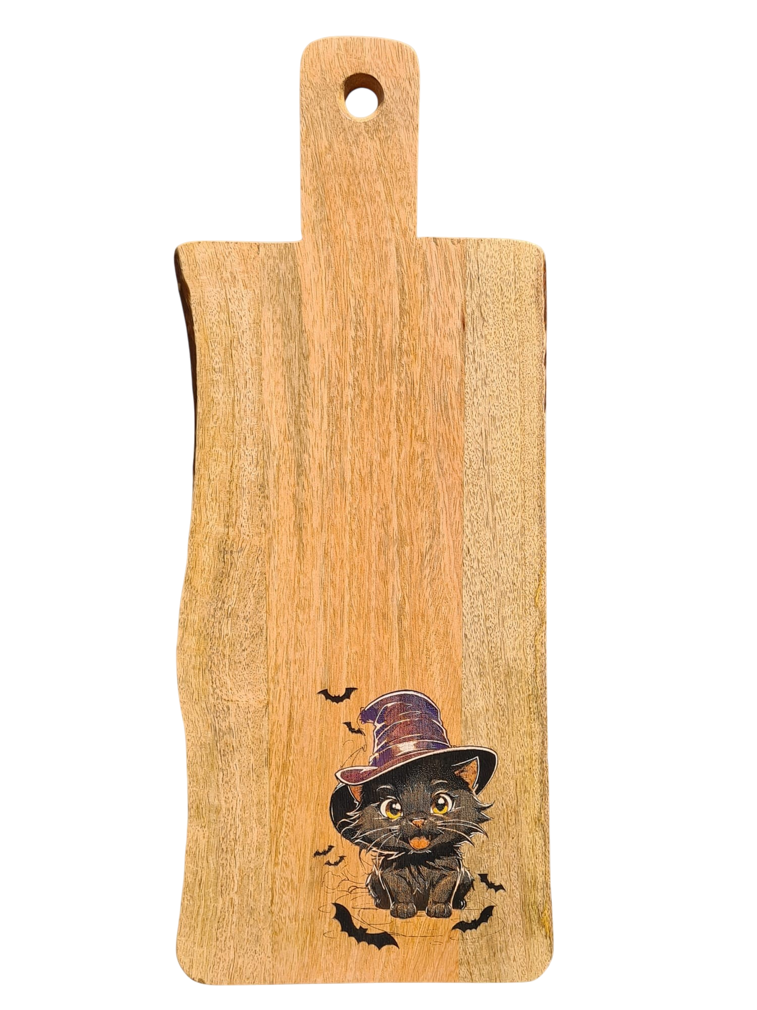 Serveerplank kat met heksenhoed